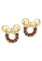 nice silver gold Minnie Mouse red garnet gemstone birthstone baby earrings